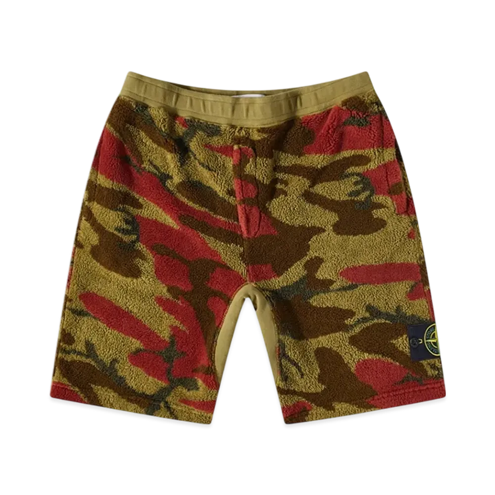 Stone Island 639E3 S.I. Heritage Camo Fleece Bermuda Shorts - 22FW "Military Green"
