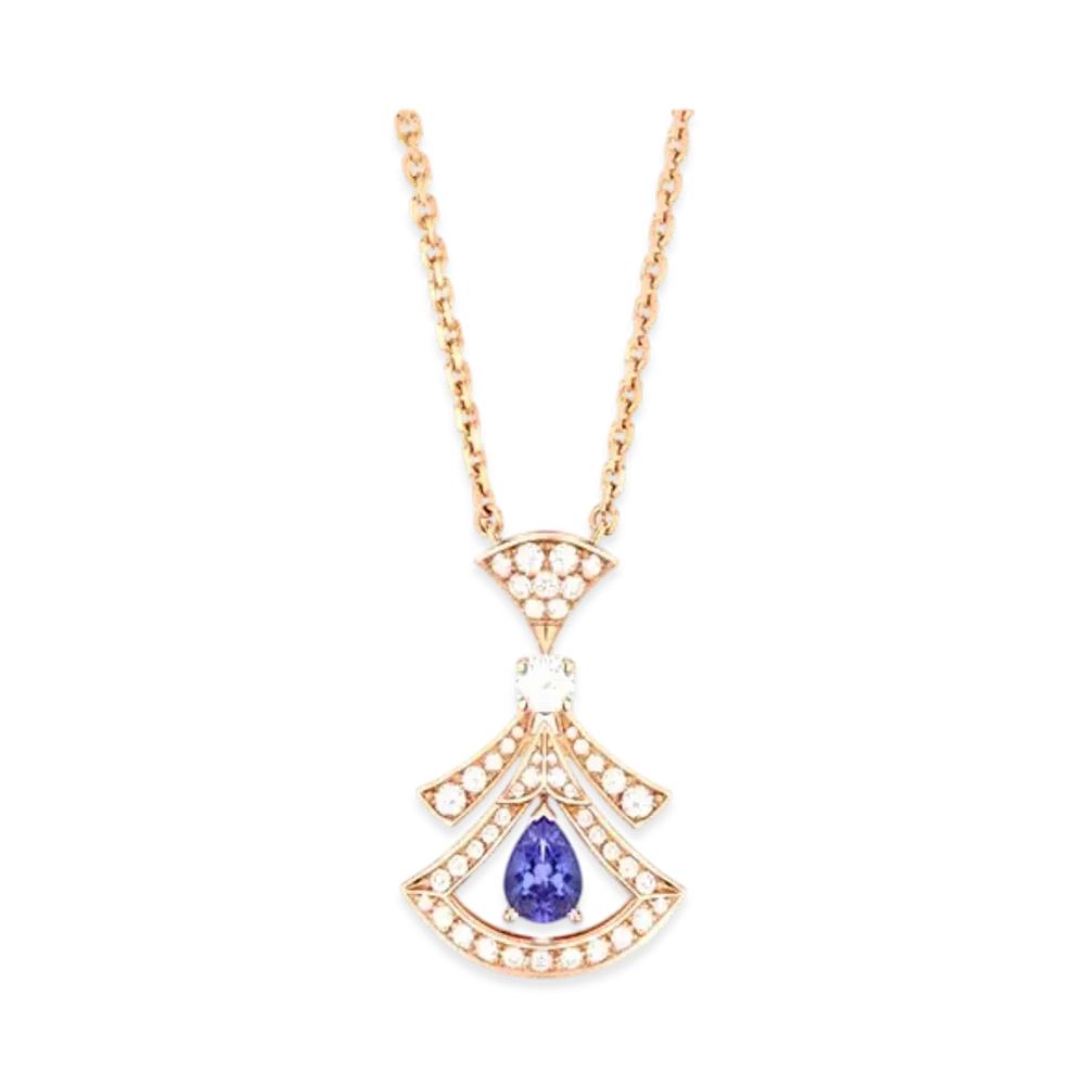 BVLGARI Divas' Dream Necklace With Pave Diamonds and Tanzanite "Pink Gold"