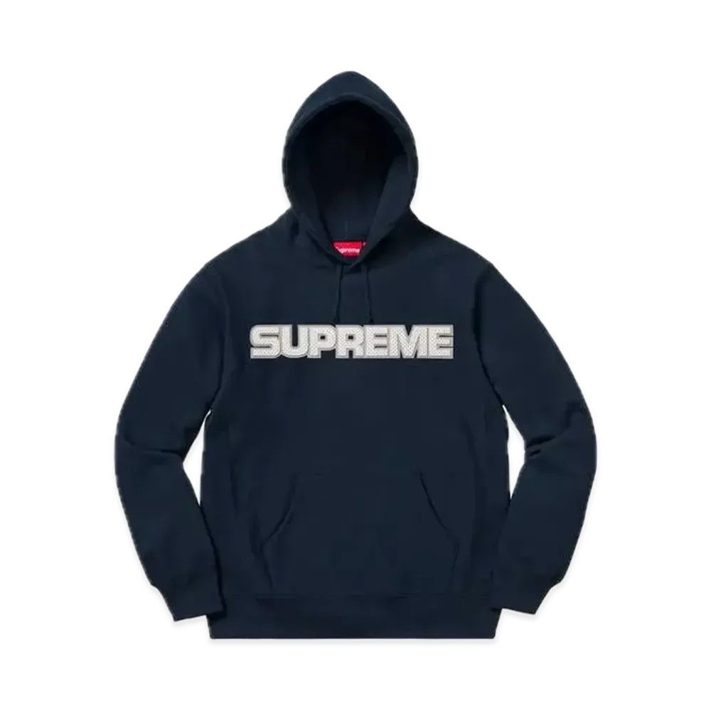Supreme Perforated Leather Hooded Sweatshirt "Navy"