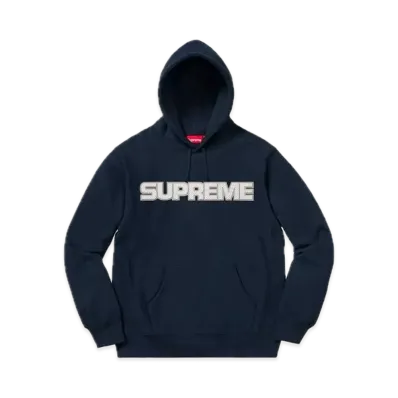 Supreme Perforated Leather Hooded Sweatshirt "Navy"