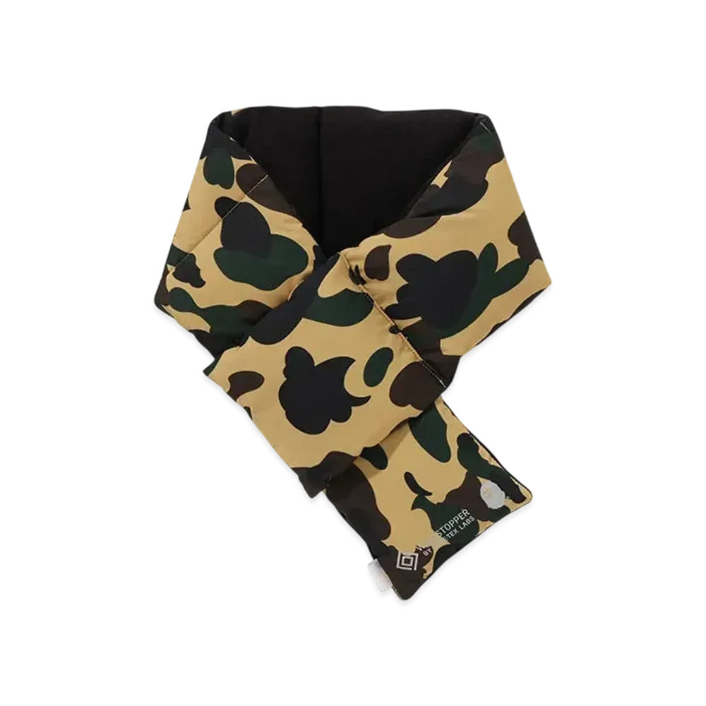 A BATHING APE Gore-Tex Wind Stopper 1St Camo Pocket Fleece Scarf "Yellow"