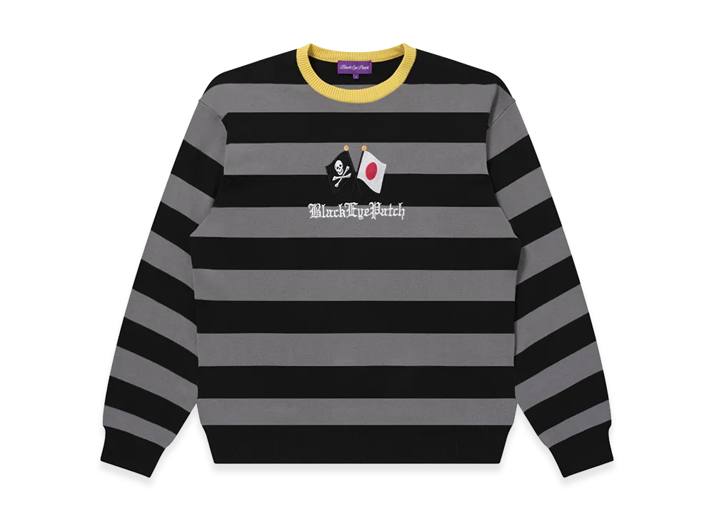 BlackEyePatch Japan Pirates Striped Knit Sweater "Black"