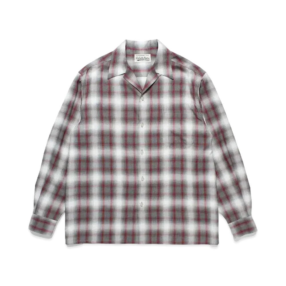 WACKO MARIA Check Open Collar Shirt "White"