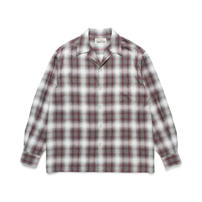 WACKO MARIA Check Open Collar Shirt "White"