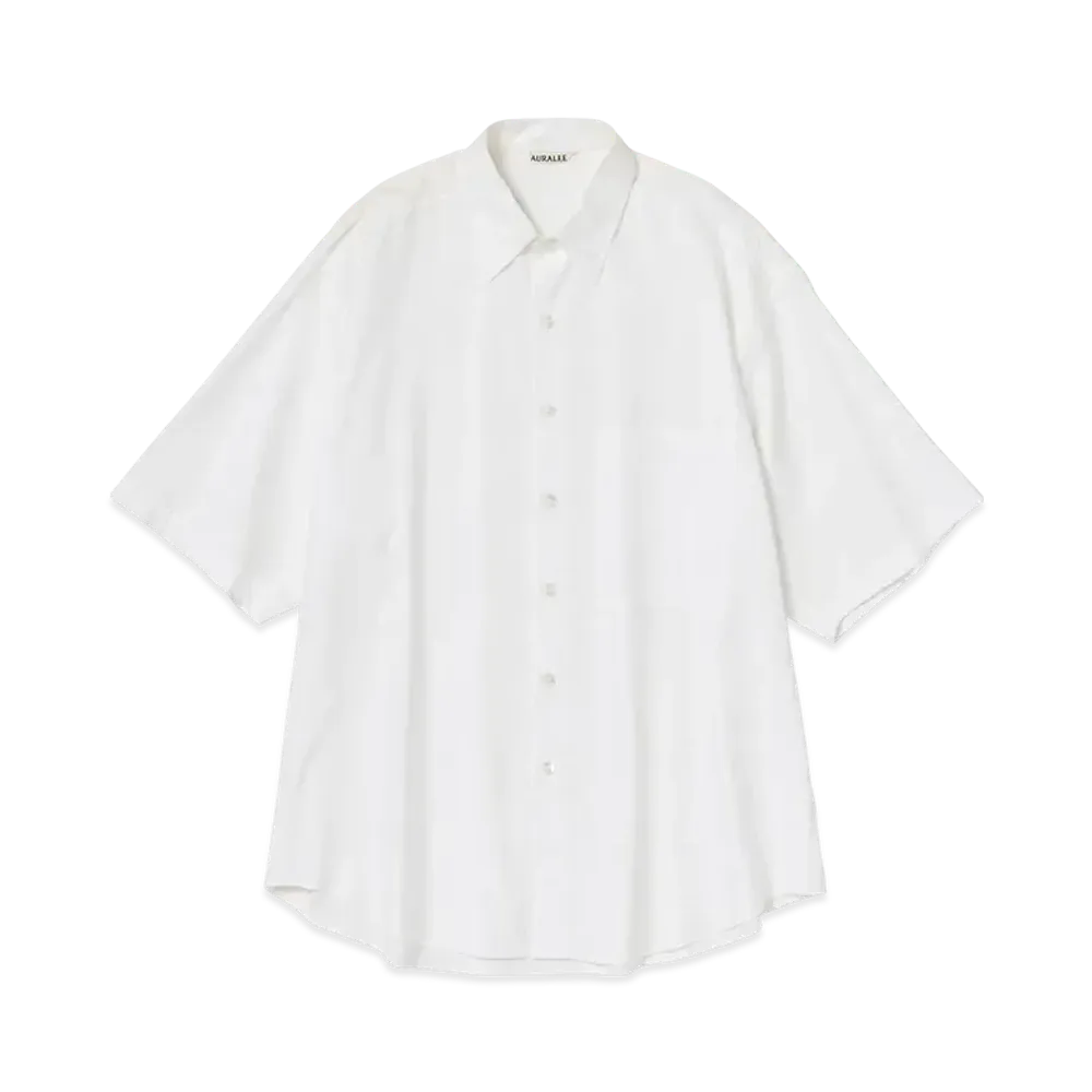 AURALEE Washed Finx Twill Big Half Sleeved Shirt "White"