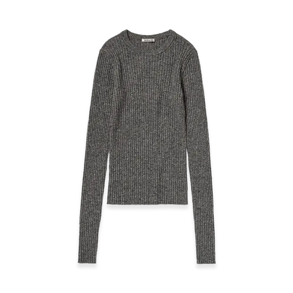AURALEE Women's Cashmere Nep Knit P/O "Mix Gray"