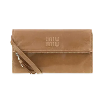 MIU MIU Women's Leather Pouch "Floral/Pink"