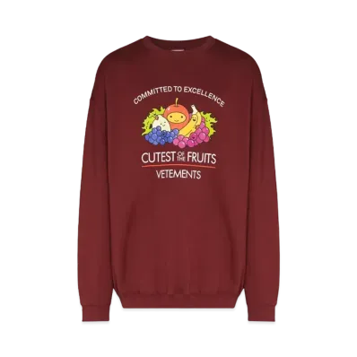 VETEMENTS Cutest of Fruits Print ed Sweatshirt "Bordeaux"