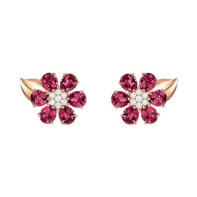 Van Cleef & Arpels Fleurette earrings "18K Rose gold/Diamond/Rhodonite"