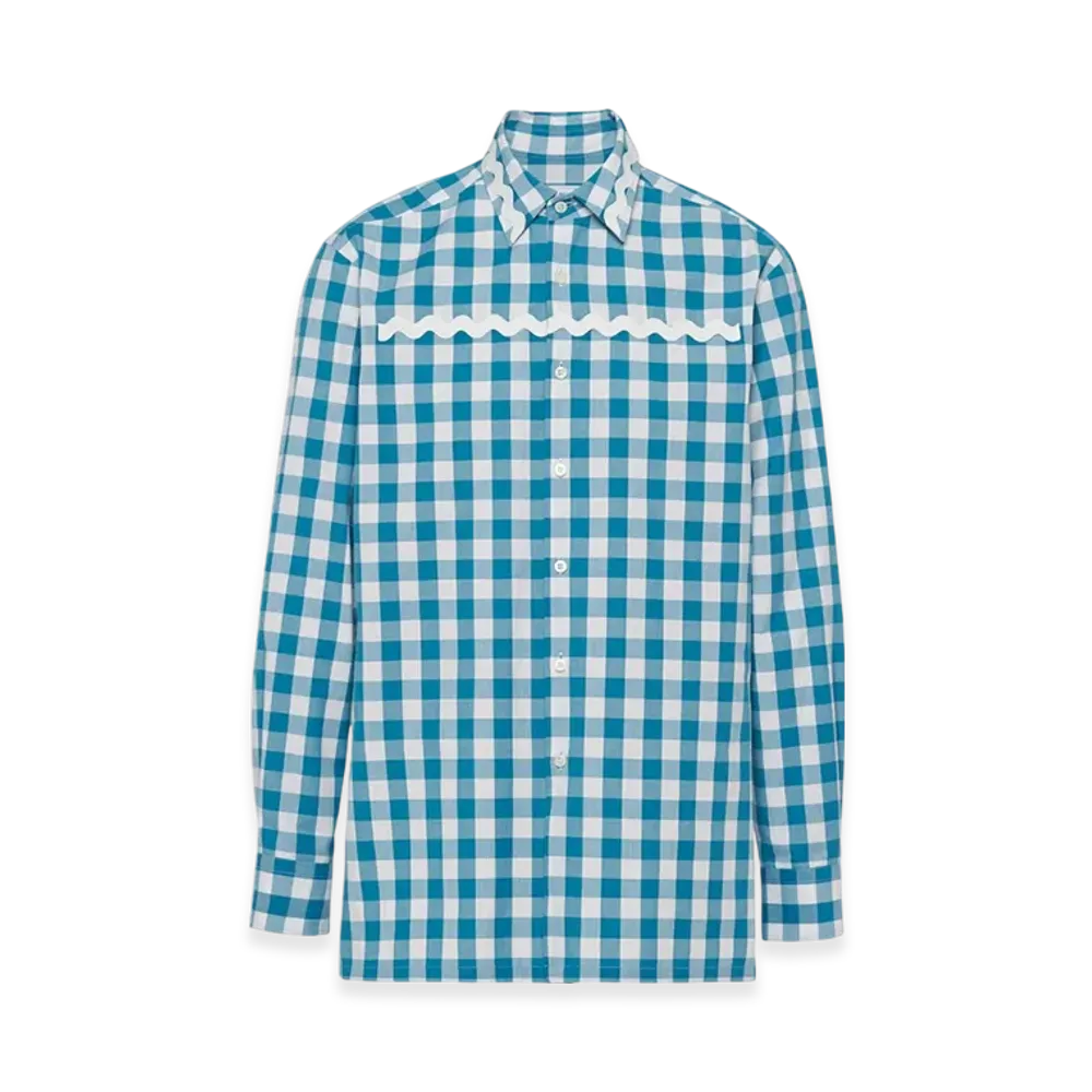 PRADA Cotton Shirt "White/Turquoise/White"