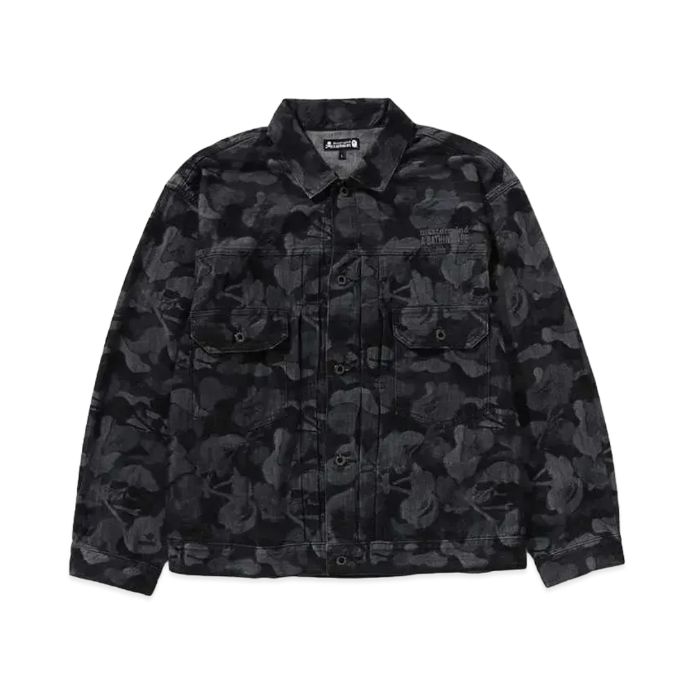 A BATHING APE x mastermind JAPAN Skull Camo 12 Oz Denim Jacket "Black"