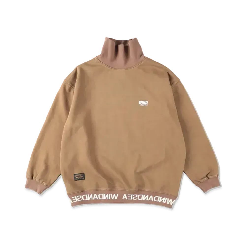 WIND AND SEA Sea Mockneck Sweat Tops "Brown"
