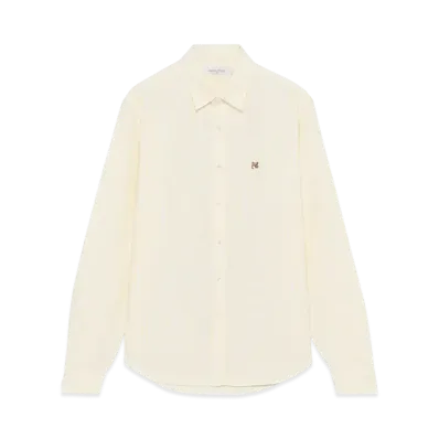 Maison Kitsune JP Exclusive Fox Head Embroidery Stripe Shirt "Light Yellow Stripes"