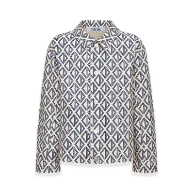 Dior Kids Blue CD Diamond Print Jacket Cotton Gabardine "Beige/Blue"