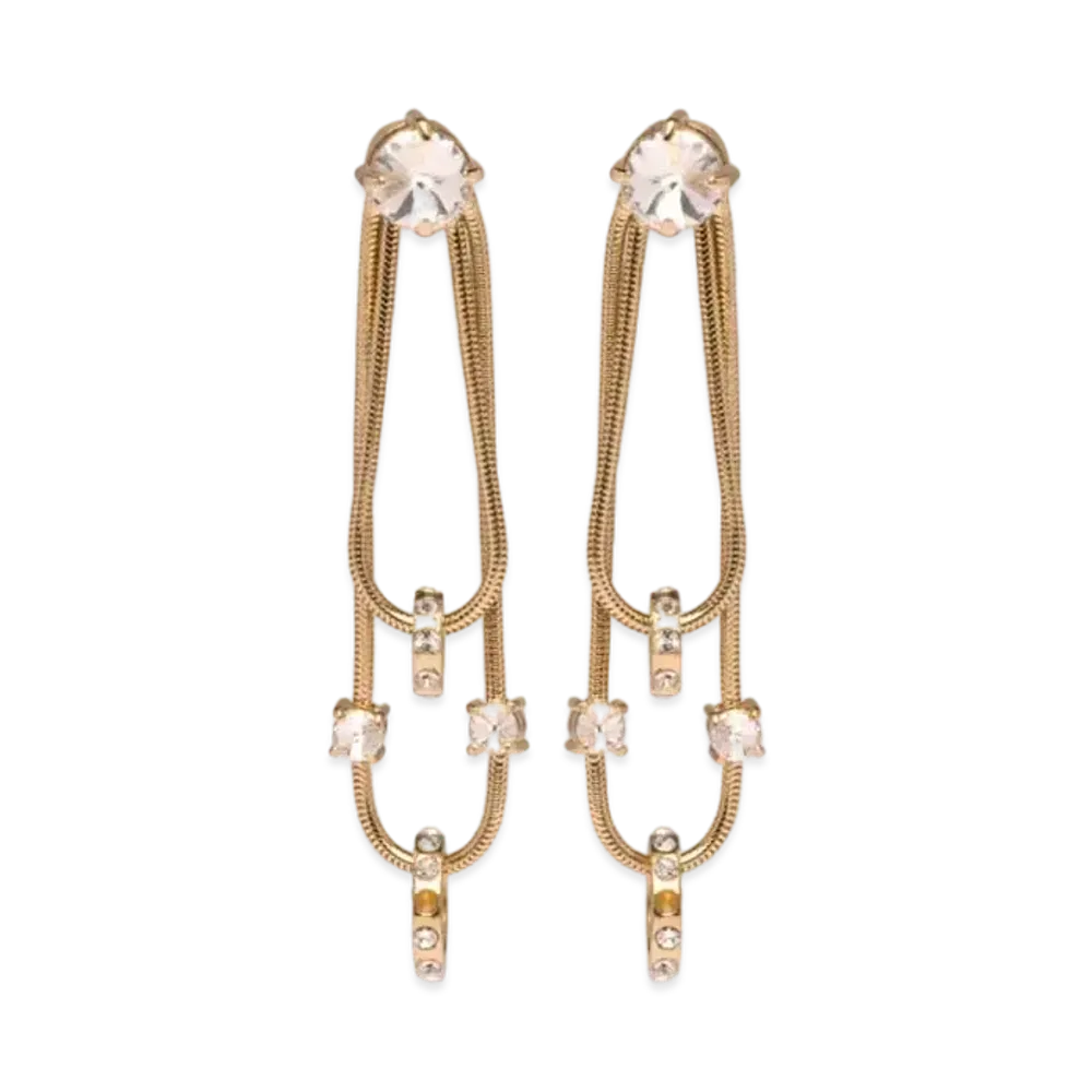 MIU MIU Crystal Pendant Earrings "Gold/Crystal"
