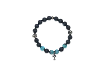 Chrome Hearts CH Cross 8mm Bead Bracelet "Black Tourmaline/Turquoise"