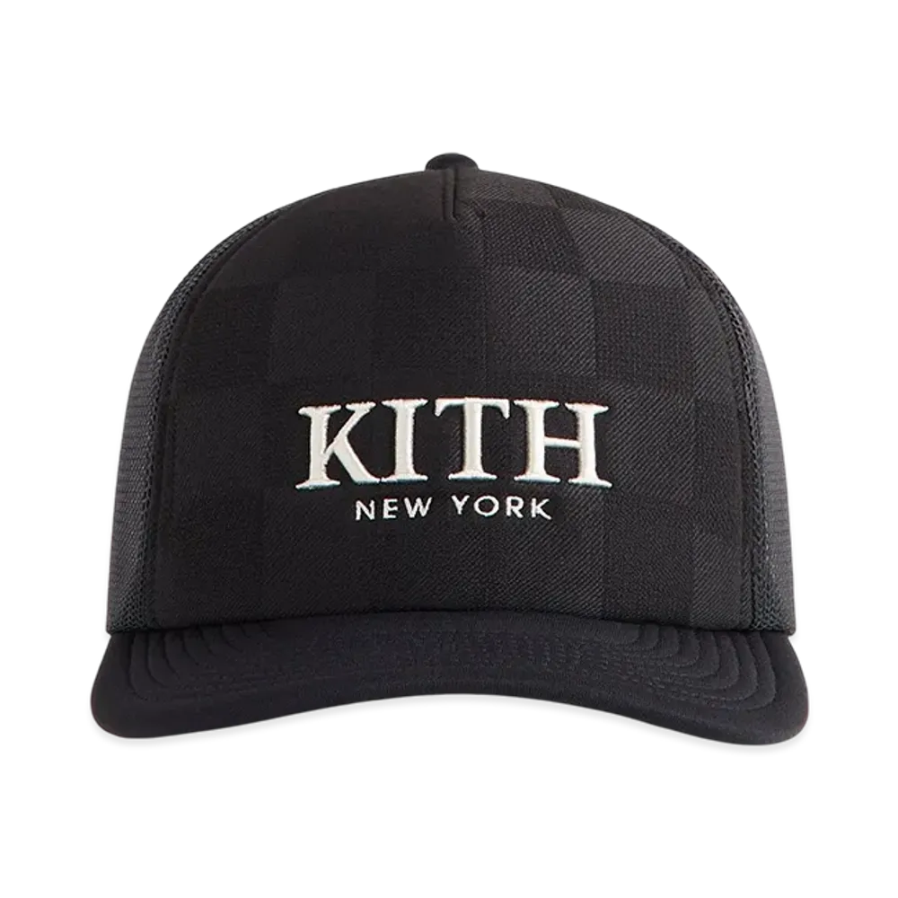 Kith Checkerboard Double Weave Nolan Trucker Hat "Black"