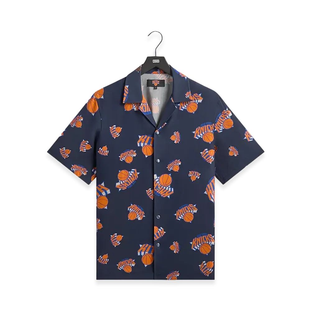 Kith x The New York Knicks Playoffs Thompson Camp Collar Shirt "Nocturnal"