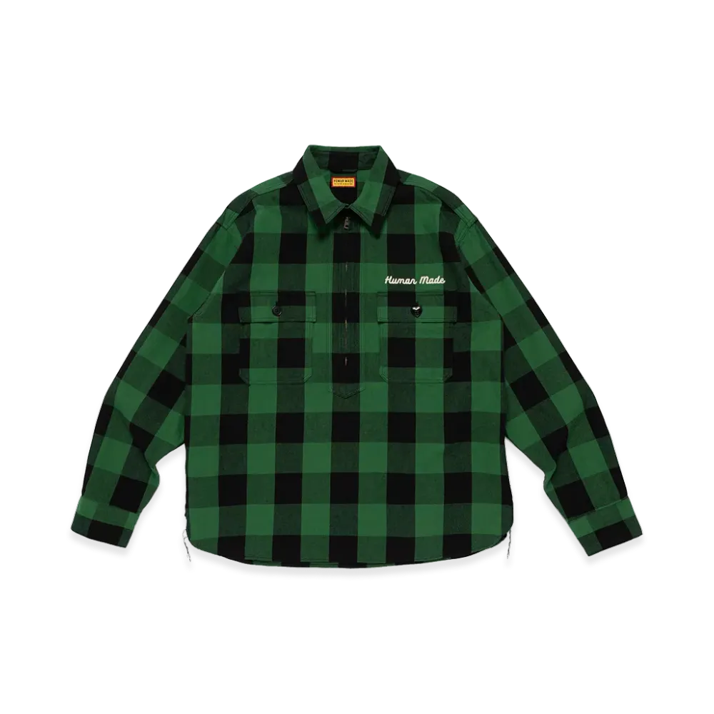 HUMAN MADE Check Half-Zip Shirt "Green"