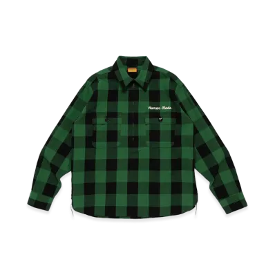 HUMAN MADE Check Half-Zip Shirt "Green"