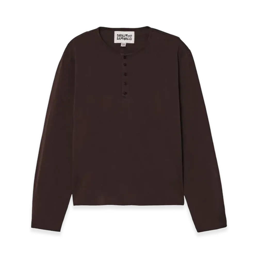 ZARA x Bad Bunny Benito Antonio Regular Fit Henley Tee "Brown"
