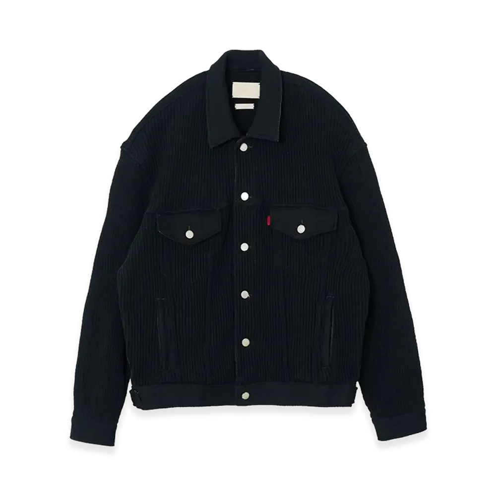 YOKE Connected Knit Denim Trucker Jacket "Black"