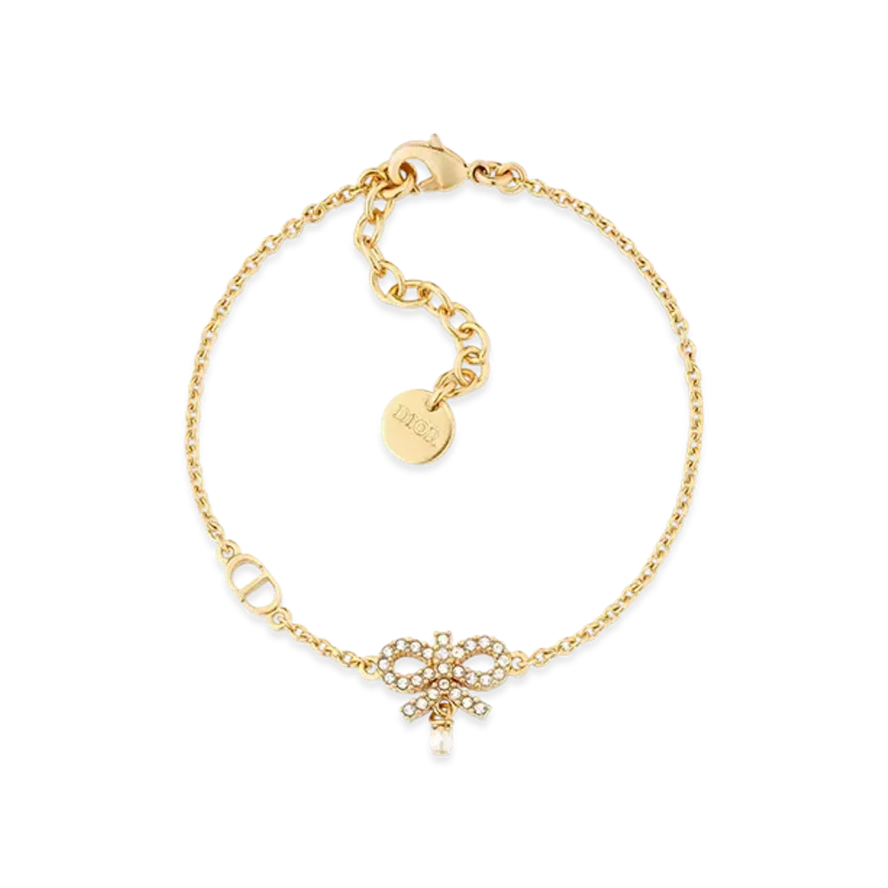 Dior Le Noeud de Dior Bracelet Metal with Resin Pearl and Crystals "Gold/White/Silver"