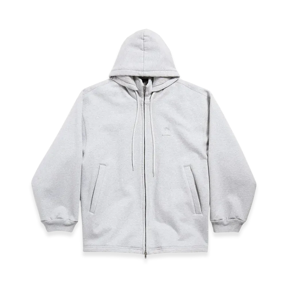 BALENCIAGA Lion Outerwear Zip-Up Hoodie "Light Heather Grey"