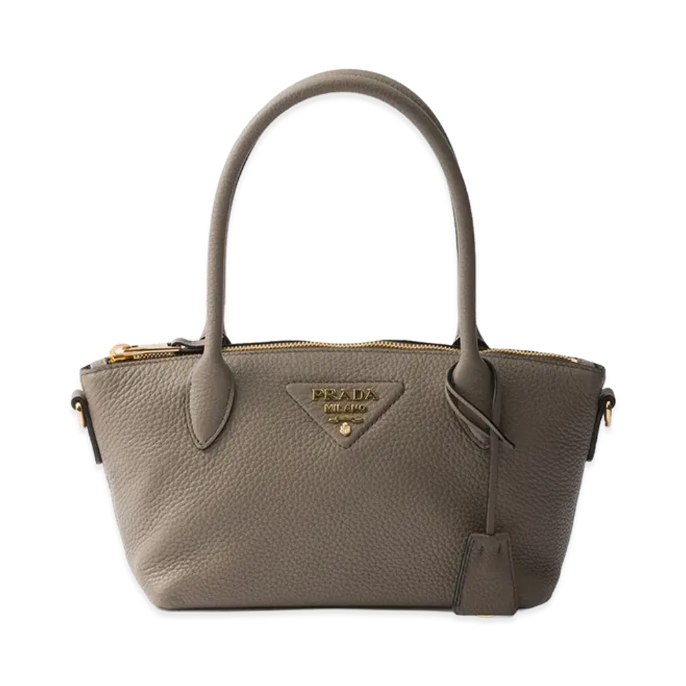 PRADA Leather Mini Handbag "Clay Grey"