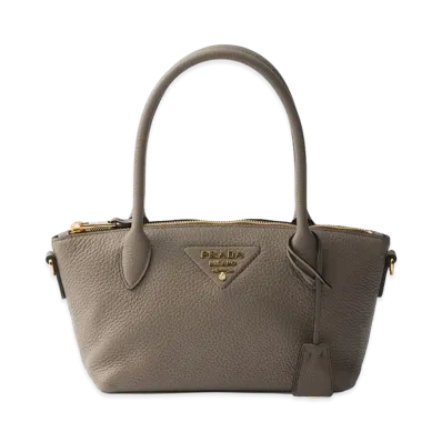 PRADA Leather Mini Handbag "Clay Grey"