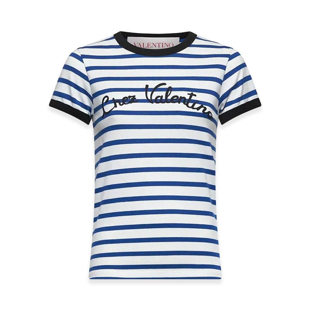Valentino Women's "Chez " Crew-Neck T-Shirt "Blue"