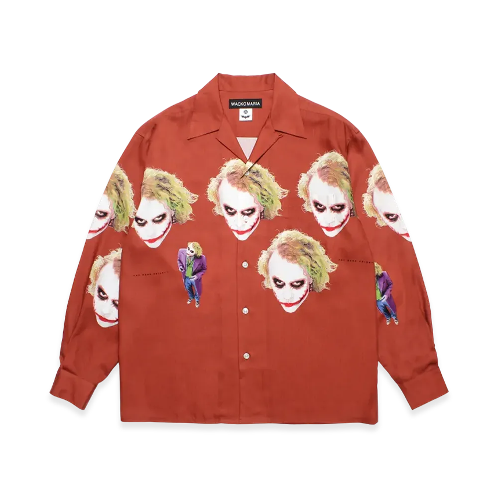 WACKO MARIA x The Dark Knight Trilogy L/S Hawaiian Shirt "Orange"