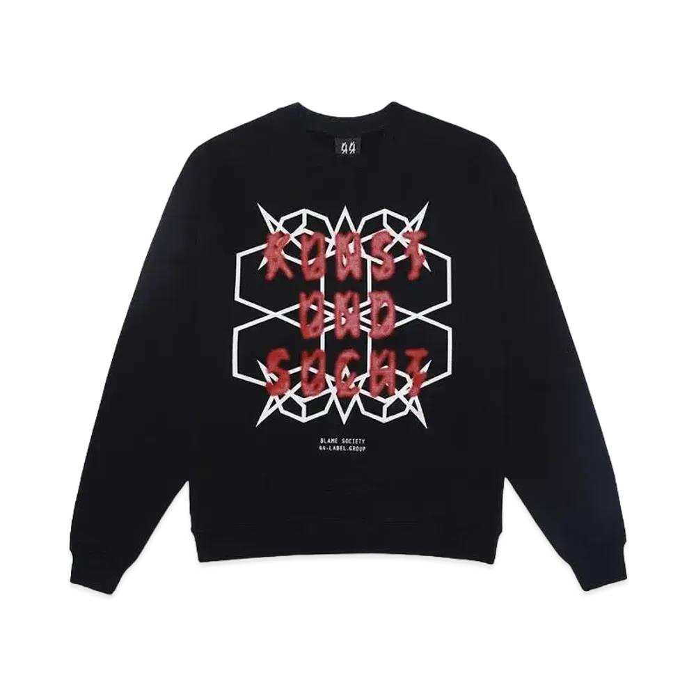 44 LABEL GROUP SUCHT BASIC CREWNECK FELPA STIFF BLACK + KUNST SUCHT "BLACK"