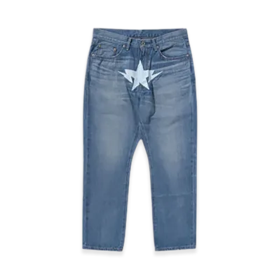 A BATHING APE Twin STA Relaxed Fit 13 Oz Denim Pants "Light Indigo"