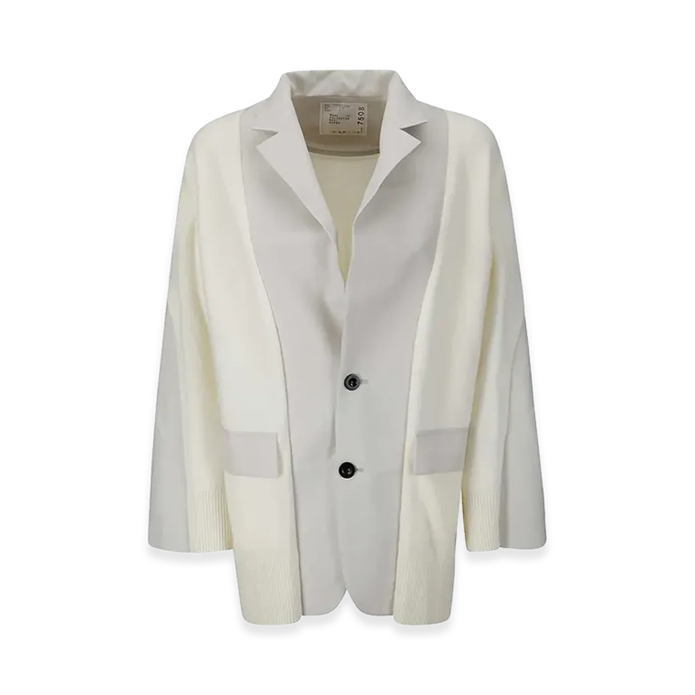 sacai Women's Suiting x Knit Jacket "Light Beige"
