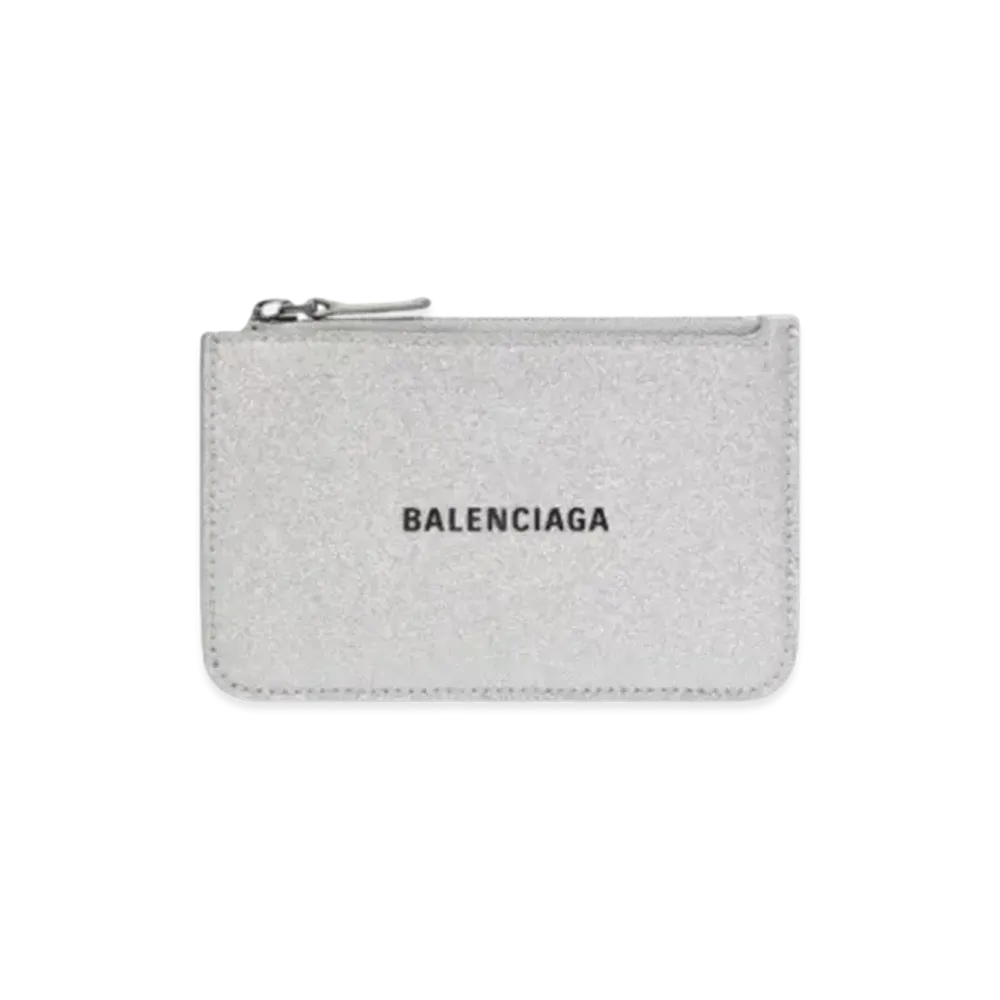 BALENCIAGA Cash Large Long Coin Card Holder Sparkling Fabric "Silver"