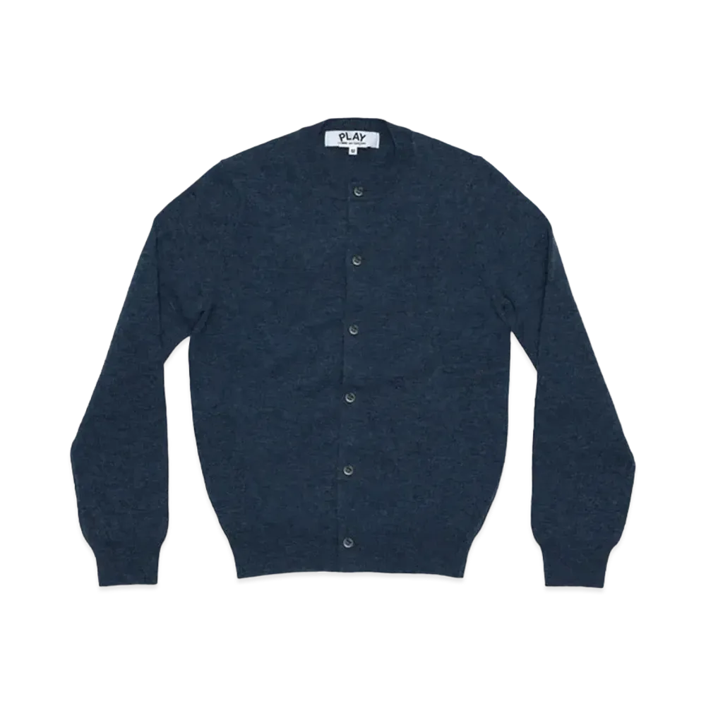 PLAY COMME des GARCONS Unisex Round Neck Cardigan With Small Emblem AX-N091-051 "Navy Blue"