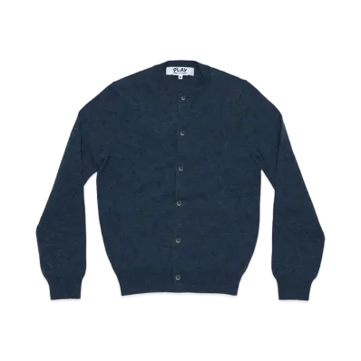 PLAY COMME des GARCONS Unisex Round Neck Cardigan With Small Emblem AX-N091-051 "Navy Blue"