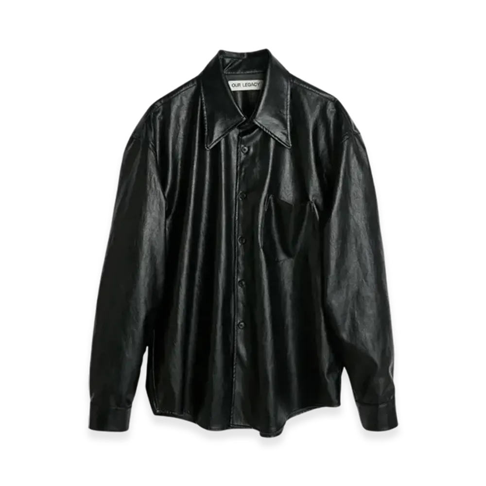 OUR LEGACY Coco 70s Shirt Cageian Fake Leather Black "Cageian Black"