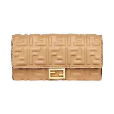 FENDI Continental Purse Leather Wallet "Beige"
