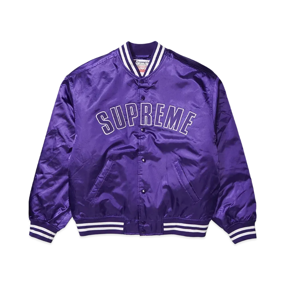 Supreme x Champion Satin Varsity Jacket "Purple"