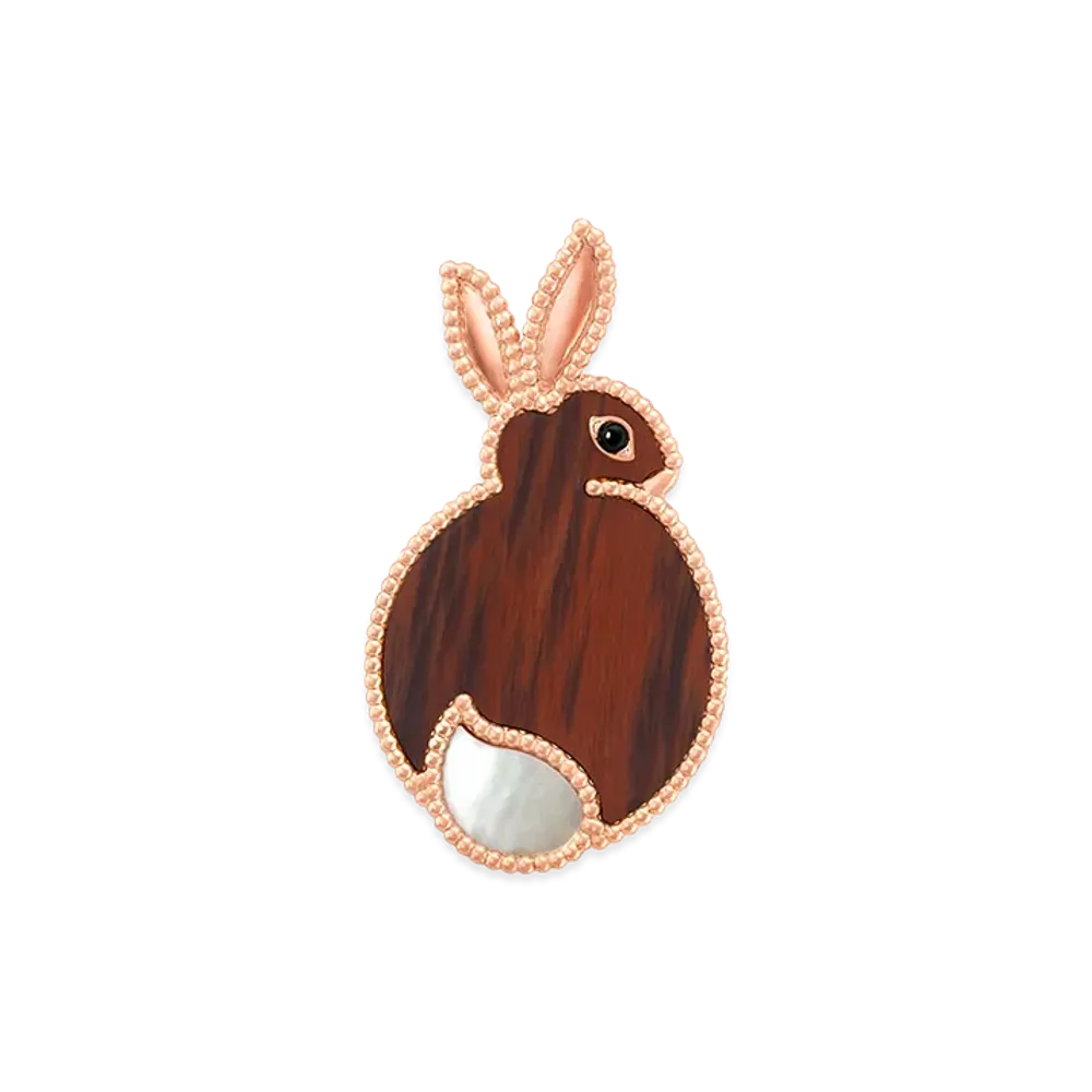 Van Cleef & Arpels Lucky Animals Rabbit clip "18K Rose gold/Onyx/Obsidian/Mother-of-pearl"