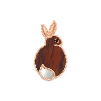 Van Cleef & Arpels Lucky Animals Rabbit clip "18K Rose gold/Onyx/Obsidian/Mother-of-pearl"