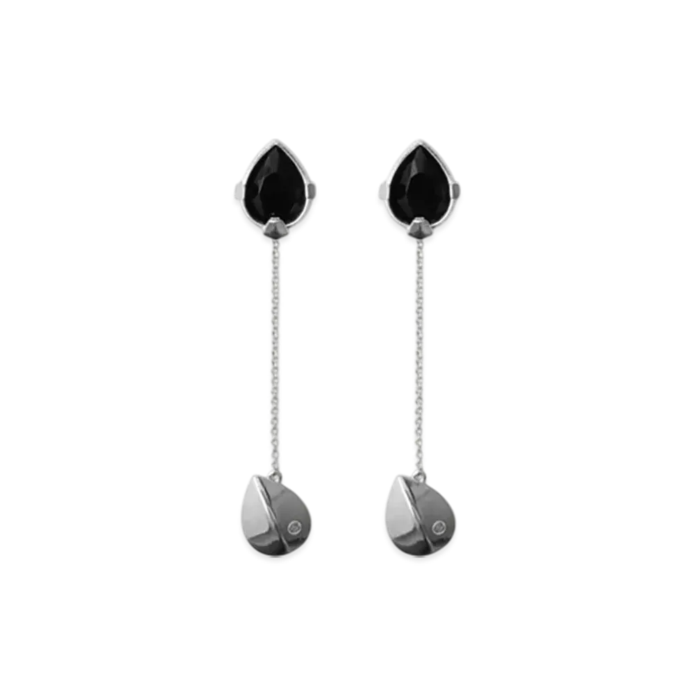 Burberry Onyx Shield Pendant Earrings "Silver/Black"