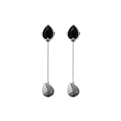 Burberry Onyx Shield Pendant Earrings "Silver/Black"