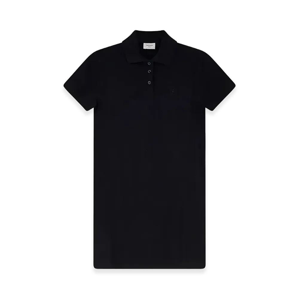 Saint Laurent Women's Robe Polo Pique Brod "Black"
