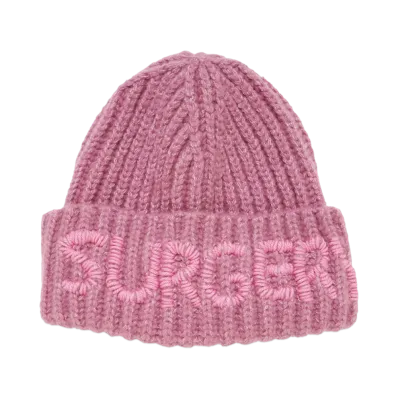 SURGERY hand stitch embroidery logo beanie "PINK"
