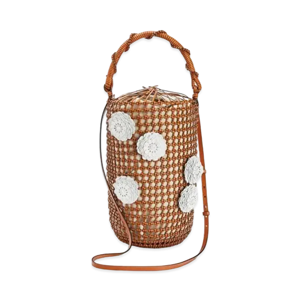 LOEWE Flower Bucket Mesh Bag In Calfskin "Tan"