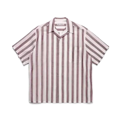 WACKO MARIA SOKTAS / Striped Open Collar Shirt "Brown"