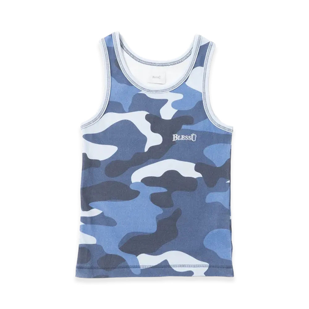 BLESS U Camouflage Pattern Tank Top "Blue"